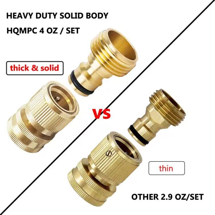 HQMPC Garden Hose Quick Connect Solid Brass Quick Connector Garden Hose Fitting Water Hose Connectors 3/4 inch GHT (4Sets) - Image 2